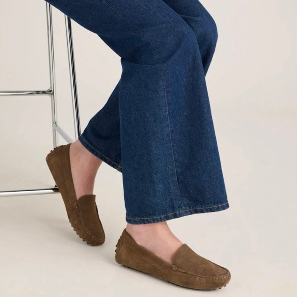 Quince Brown Suede Driving Loafers
